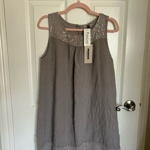 Gray Pleated Sleeveless Sundress Casual 
NWT